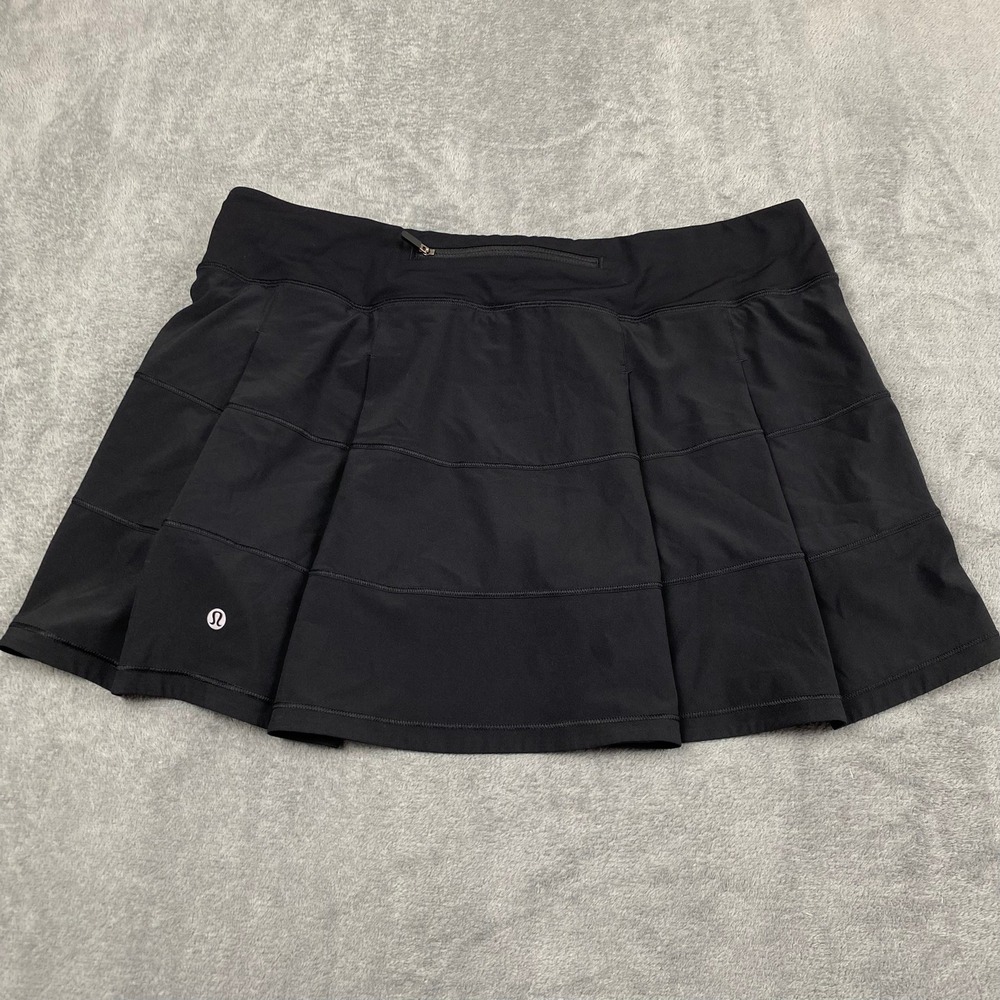 Lululemon Women 12 Tall Pace Rival Skirt Black Pleated Athletic Running Skort